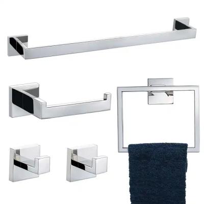 China Modern Wall Mounted Towel Rack Stainless Steel Matt Black Towel Rack Set of 10 Piece Bathroom Accessories for sale