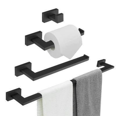 China Modern 304 Stainless Steel Bathroom Square Towel Rack Set Bathroom Accessories for sale