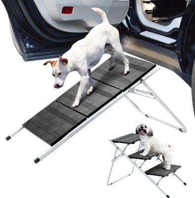 China Metal Stocked Dog Ramp for Large and Small Dogs Pets Dog Stairs Steps Folding for Indoor and Outdoor Sofa Bed Cars for sale