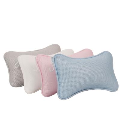 China 4D Mesh Bath Pillow for Neck Support Bathtub Head Pillow for Home Spa with 2 Suction Cups Bone to Shape Quick Dry Bone Shape for sale