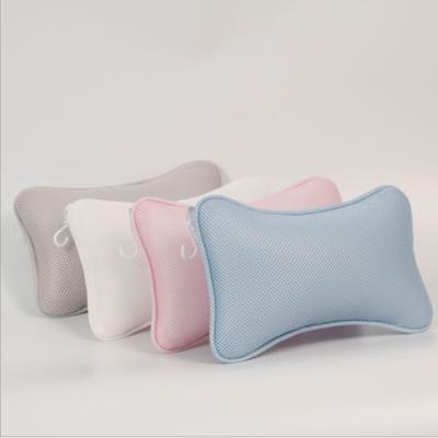 China Waterproof 4D Mesh or PU Head and Shoulder Support Bath Pillow Breathable Washable Bathtub Pillow for Bath Room for sale