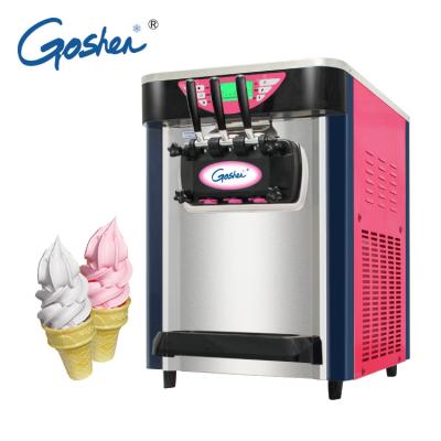 China Ice Cream Machine New Industrial Stainless Steel Table Top Used Soft Serve Ice Cream Machine With 3 Flavors for sale