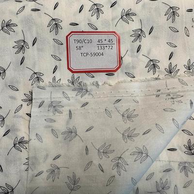 China TC 90/10 45×45 133x72 Printed Poplin Fabric White Cotton Poplin Printed Fabric for sale