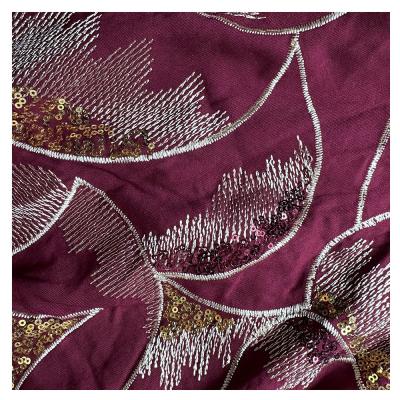 China Knit Metallic Paillette Metal Sequin Brand Beaded Embroidery Fabric for Women for sale