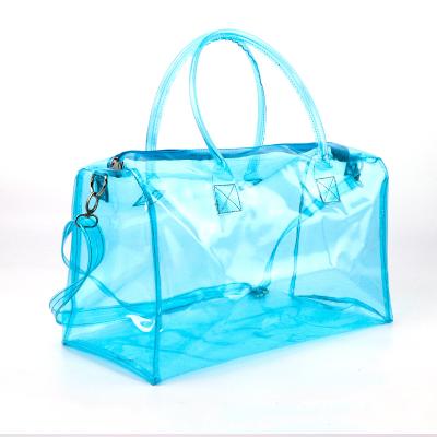 China Fashion Spend Night Bag Women Duffle Handbags PVC Clear PVC Overnight Bags With Logo Custom Women Transparent Handbag for sale