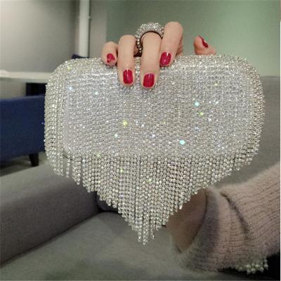 China Fashionable Rhinestone Clutch Ladies Tassel Party Bag Evening Clutch Bag One Shoulder Diagonal for sale