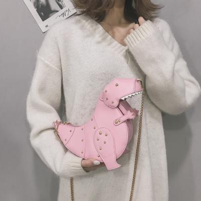 China European and American creative funny diagonal cartoon rivet personality bag dinosaur animal women's bag funny personality for sale