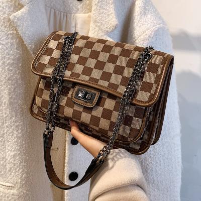 China Daily used square bag retro ladies shoulder small messenger bag female horizontal square rhombus leopard temperament bag for sale