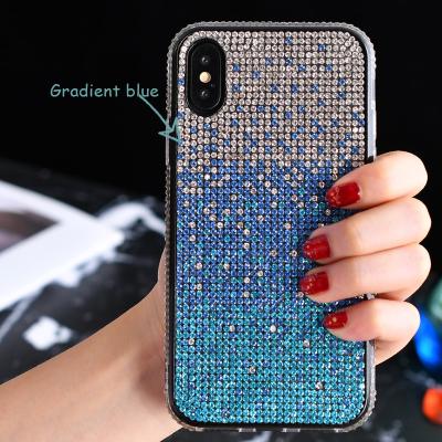 China Anti-drop Rainbow Glitter Bling Phone Case For Iphone 12 TPU+PC Pattern Diamond Gradient Luxury Case for sale