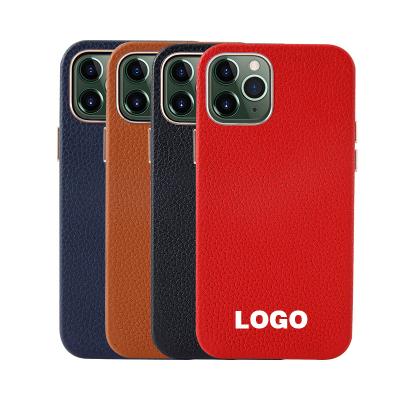 China Anti-drop custom logo with metal camera hole cell phone bag genuine leather pebble phone case for Iphone 13 pro for sale