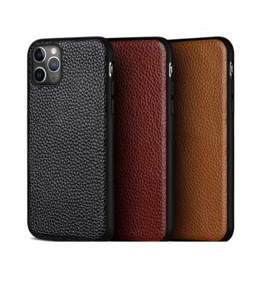 China Anti-fall For Iphone 12/13 pro Max Custom Logo Luxury Pebble Grain Leather Phone Case Cover for sale