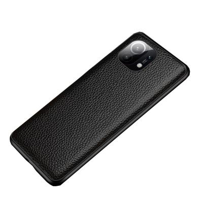 China Custom Genuine Leather Anti-drop Phone Cases With Pebble Grain Phone Covers For Xiaomi 11 pro for sale