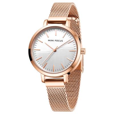 China Water Resistant MF0261L Women Watches Fashion Luxury Mesh Rose Gold Stainless Steel Lady Quartz Wristwatches for sale