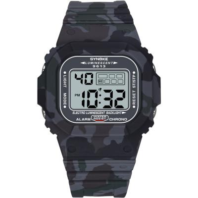 China SYNOKE 9613 Alarm Fashion Mens Student Electronic Army Jungle Watch Digital Watch For Men for sale