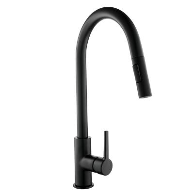 China New Design Contemporary Modern Luxury Black Kitchen Sink Faucet Mixer Tap Single Handle Pull Out Kitchen Faucet for sale