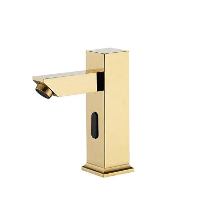 China Modern Design Sense Basin Faucets Luxury Touchless Bathroom Faucets Gold Smart Sensor Faucet for sale