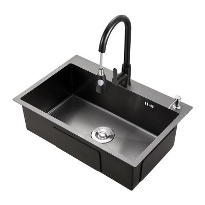 China With Faucet Best Selling 304 Stainless Steel Single Bowl Kitchen Sink Black Handmade Home Kitchen Sink for sale