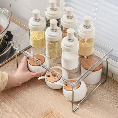 China Modern Multifunctional Stackable Dressing Tables Shelf Transparent Space Saving Kitchen Storage Rack for sale