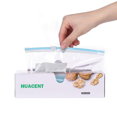 China Moisture Proof Kitchen Fresh Keeping Smoothly Zipper Bags Slide Lock Zipper Food Fruit Storage Packaging Bag Sealed Zipper Bag for sale