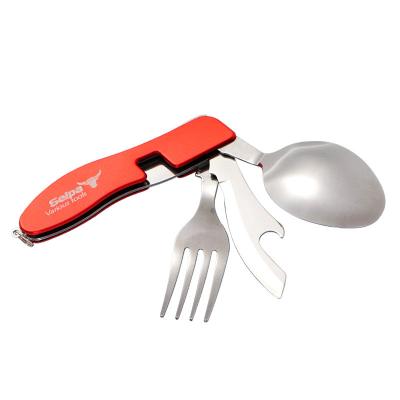 China Multi Functional Knife Durable 3-in-1 Travel Outdoor Camping Hiking Pocket Spoon Fork Knife Stainless Steel Knives Folding Pocket for sale