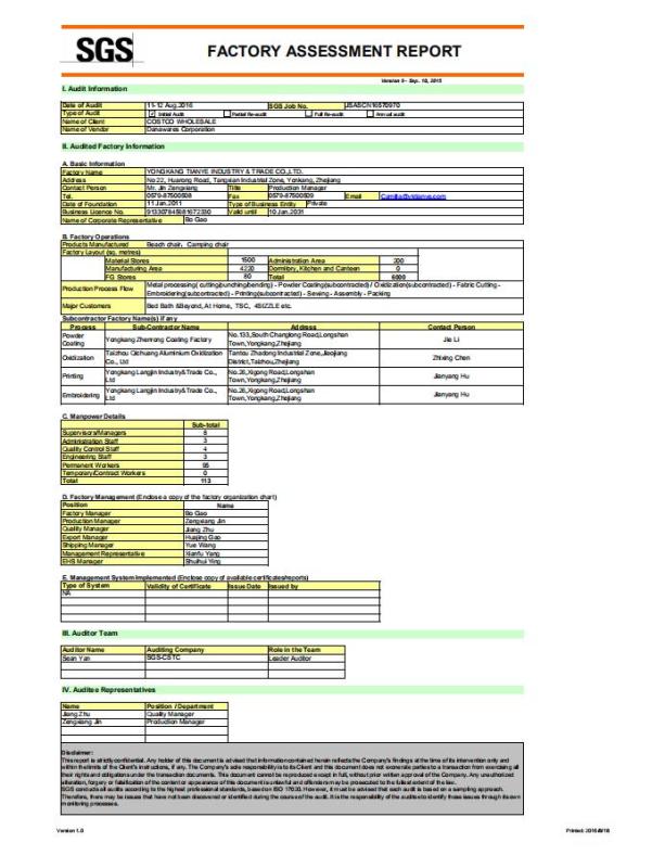 GMP - Yongkang Tianye Industry & Trade Co., Ltd.