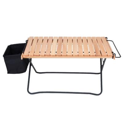 China Tianye 2021 New Design Modern Folding Wooden Outdoor Table Iron Frame Roll Up Camping Table Picnic GRILL Rise for sale