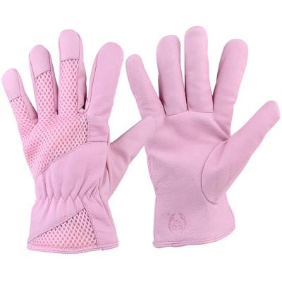 China KKOYING Work Gloves Pink Comfortable Leather Anti-impact Anti-static Protective Leather Gloves for sale