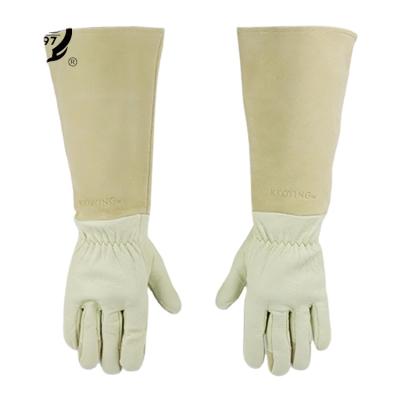 China Wholesale DIY Hand Protective Work Safety Anti Cut Comfortable Leather Garden Gloves Long Cuff for sale