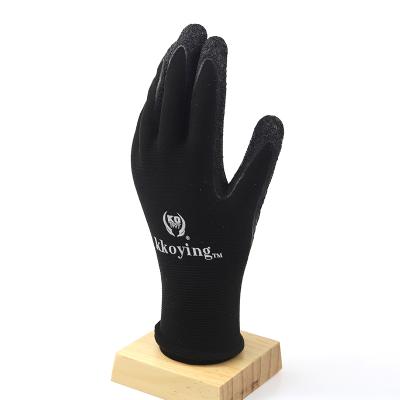 China General Purpose Nylon Latex Gloves 13G Black Prevent Slippery Crease Wear-Resistant Custom Safety Work Gloves for sale