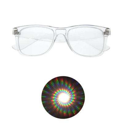 China Final Diffraction Grating Glass Diffraction Lenses 13500 Lines - 3D Spiral Prism Effect EDM Rainbow Kaleidoscope Style Praise Sunglasses for sale