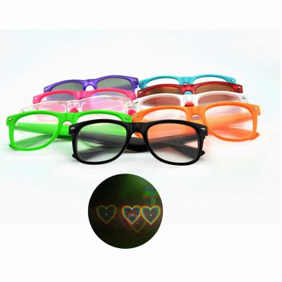 China Nightclub Heart 3D Effect Fireworks Diffraction Glasses - Prism Praise Festival Glass Heart Glass for sale