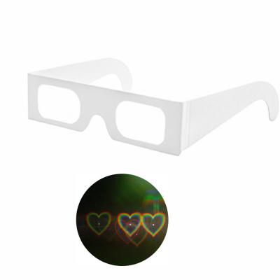 China 3D Nightclub Rainbow Hearts Fireworks Diffraction Glasses - 3D Rant Prism Glasses - White Paper Frames for sale