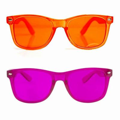 China Classic Style UV400 Protective Color Therapy Colored Sunglasses Set Of 10 Colors Eye Glass Relax Relaxation Light Glasses Colored Glasses for sale