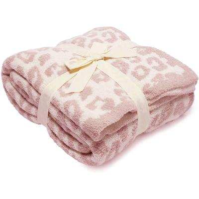 China 2021 Winter Anti-static Soft Custom Knit Leopard Blanket Knit Baby Blanket for sale