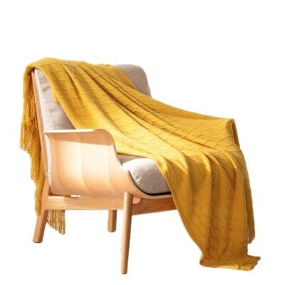 China Anti-Static Fringe Tassels Knit Acrylic Textured Home Chair Sofa Couch Bed Decor Cover 100% Blankets for sale