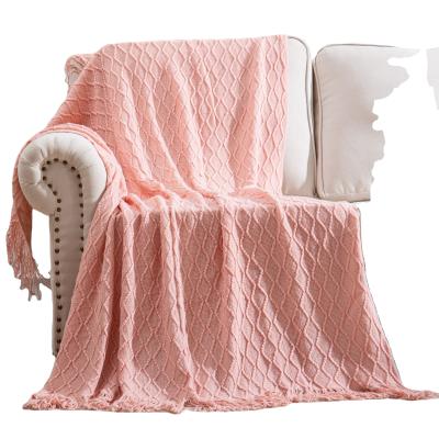 China Anti-Static Fashion Knit Throw Blanket With Tassels For Sofa Bedding Or Couch for sale