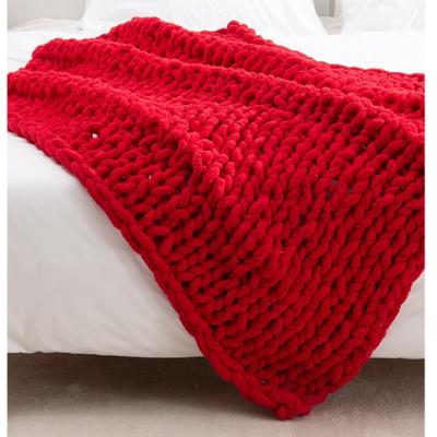 China New Sofa Lage Knitting Throw Blanket Soft Anti-Static Chunky Knit Handmade Blanket for sale