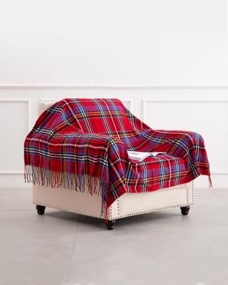 China Green Plush Plaid Anti-Static Plaid Blanket Checkered Decorative Christmas Throw Blanket For Sofa for sale