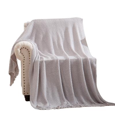 China Anti Static Knitted Blanket Knitted Blanket 100% Acrylic Throw Blanket With Tassels for sale