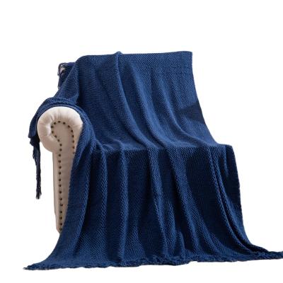 China Wholesale Anti Static Throw Knit Comfortable Knitted Blanket Blanket With Tassels for sale