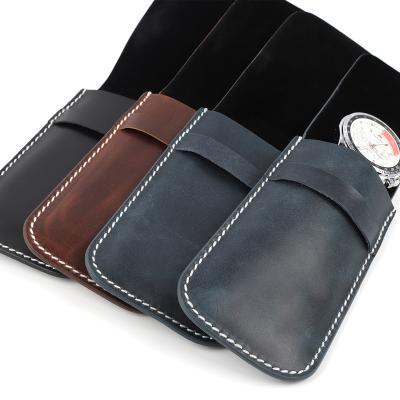 China Genuine Leather Genuine Leather Watch Box Travel Watch Box Women Men Jewelry Portable Storage Bag for sale