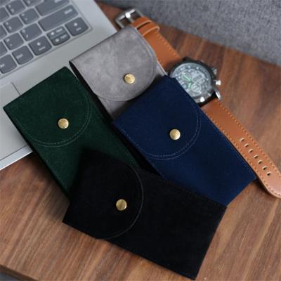 China Good Touch PU Suede Leather Customize Envelope Folded Watch Bag Pockets Jewelry Package Display Bags for sale