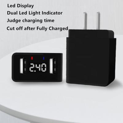 China Amazon Hottest Selling 100% Full Charging Burn Test Led Wall Mobile Phone Display Portable Dual USB Fast Charger 5V 2.4A Mobile Phone Accessories Charger for sale