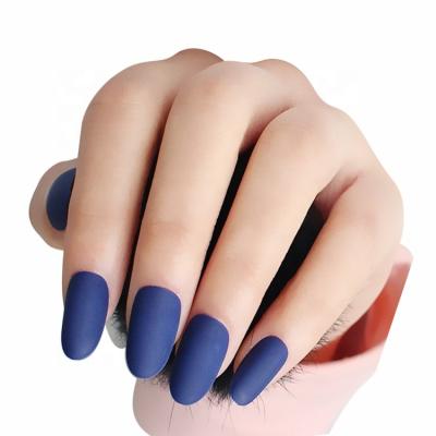 China Easy Use Private Label Full Cover Artificial Nails Custom Oval 24pcs Designed Premade XXL Long Press On Nails French Tips With Glue for sale