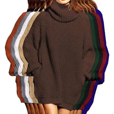 China Solid Color Turtle Neck British Style Anti-Wrinkle Long Sleeve Women's Knitted Sweater Knitwear Cardigans for sale