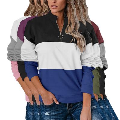 China Color Matching Women's Fitness Jogger Sweater Sweater Sweater Long Sleeve British Viable Crewneck Zipper for sale