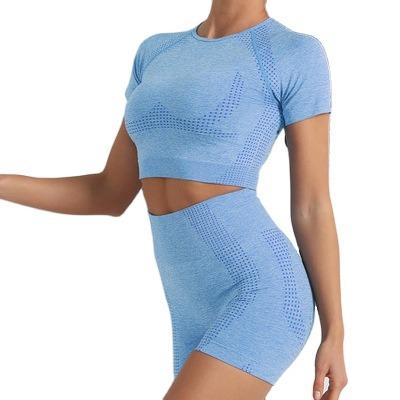 China Breathable Hot Sale Women U-Neck Fitness Yoga Equipment Fashion Fashion Butt Lift Yoga Shorts Sets Custom Two-Piece Clothing For Women for sale