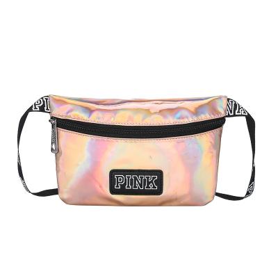 China 2020 Shiny Water Proof Amazon Top Sales PU Laser Waist Bag ROSE Holographic Fanny Pack Bum Bag Travel Beach Belt Bag for sale