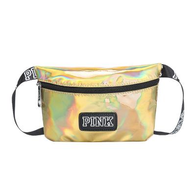 China NEW Water Proof Amazon Top Sales Fanny Pack Pink Girl Waist Bag Waterproof Holographic PU Laser Heuptas Pouch Belt Bags for sale