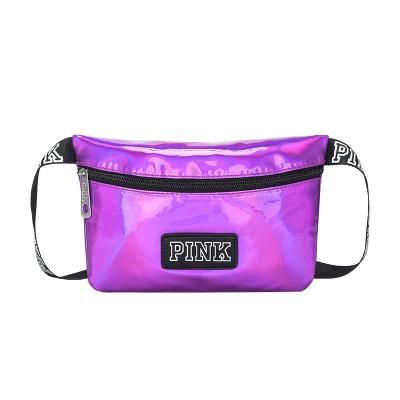 China Top Selling 2020 Water Proof Women Waterproof PU Waist Bag Fashion Design Sports Holographic Fanny Pack Laser Pink Belt Bag for sale